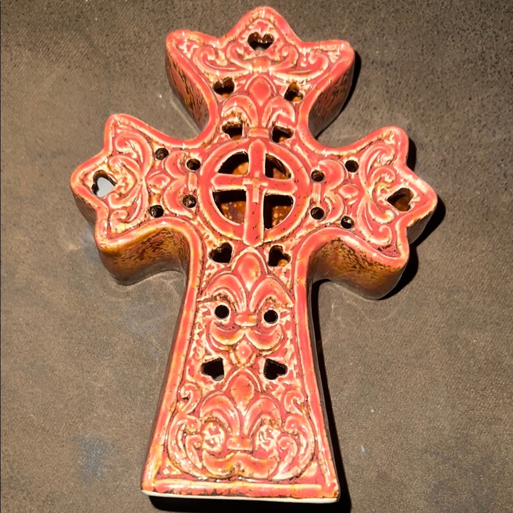 Decorative Red Ceramic Cross